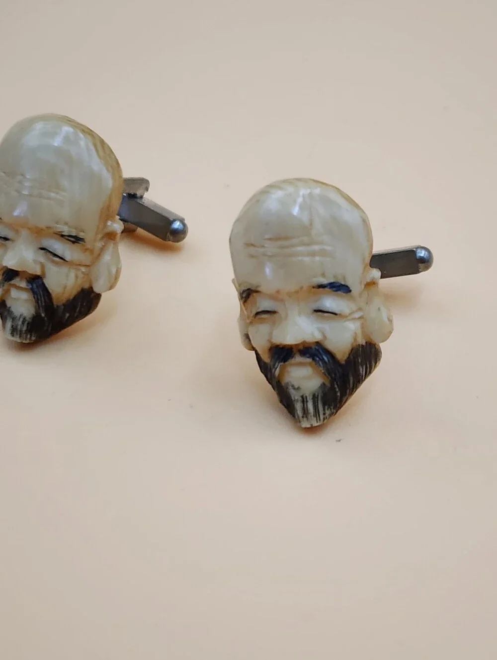 Unique Traditional Japanese Vintage Carved Toshikane Jewelry Cufflinks